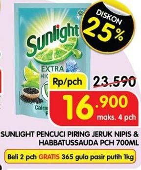Promo Harga Sunlight Pencuci Piring Higienis Plus With Habbatussauda 700 ml - Superindo
