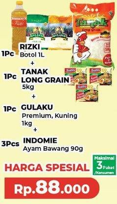 Rizki Minyak Goreng + Tanak Beras Long Grain + Gulaku Gula Tebu + Indomie Mi Kuah