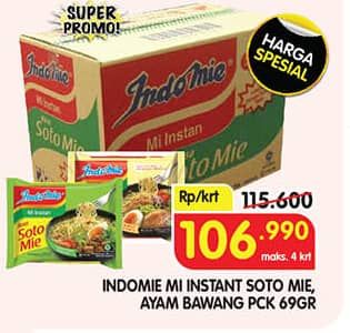 Promo Harga Indomie Mi Kuah Soto Mie, Ayam Bawang per 40 pcs 69 gr - Superindo