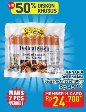 Promo Harga Bernardi Delicatessen Sausage Breakfast Sausage With Cheese 190 gr - Hypermart
