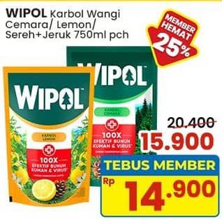 Promo Harga Wipol Karbol Wangi Cemara, Lemon, Sereh Jeruk 750 ml - Indomaret
