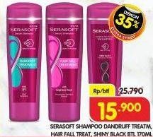 Promo Harga SERASOFT Shampoo Anti Dandruff, Hairfall Treatment, Shiny Black 170 ml - Superindo