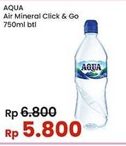 Promo Harga Aqua Air Mineral 750 ml - Indomaret