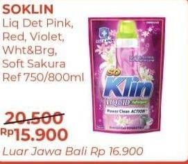 Promo Harga SO KLIN Liquid Detergent + Anti Bacterial Red Perfume Collection, + Anti Bacterial Violet Blossom, Power Clean Action White Bright, + Softergent Pink, + Softergent Soft Sakura 750 ml - Alfamart