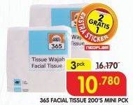 Promo Harga 365 Facial Tissue Mini per 3 pouch 200 pcs - Superindo
