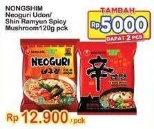 Promo Harga NONGSHIM Noodle Neoguri Udon, Shin Ramyun Spicy Mushroom 120 gr - Indomaret