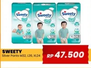 Promo Harga Sweety Silver Pants M32, L26, XL24 24 pcs - Yogya