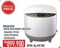 Promo Harga PHILIPS HD4515 Fuzzy Logic Rice Cooker 33  - Hypermart