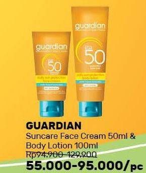 Promo Harga GUARDIAN Suncare Face Cream 50 mL & Body Lotion 100 mL  - Guardian