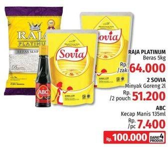 Promo Harga Raja Platinum Beras 5kg + Sovia Minyak Goreng + ABC Kecap Manis  - LotteMart