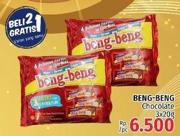 Promo Harga BENG-BENG Wafer Chocolate per 3 pcs 20 gr - LotteMart