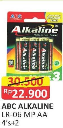 Promo Harga ABC Battery Alkaline AA LR06 4B 4 pcs - Alfamart