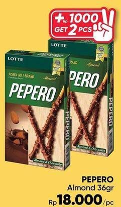 Promo Harga LOTTE PEPERO Snack Almond Chocolate 36 gr - Guardian