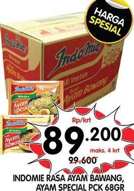 Promo Harga INDOMIE Mi Kuah Ayam Bawang, Ayam Spesial per 40 pcs 69 gr - Superindo