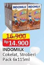 Promo Harga INDOMILK Susu UHT Kids Cokelat, Stroberi 115 ml - Alfamart