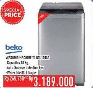 Promo Harga BEKO TL BTU1008S | Automatic Top-Loading Washing Machine 10 kg  - Hypermart