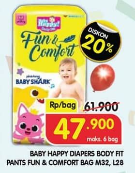 Promo Harga Baby Happy Baby Diapers Pants Fun & Comfort M32, L28 28 pcs - Superindo