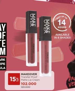 Promo Harga MAKE OVER Transferproof Matte Lip Cream  - Watsons