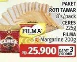 Promo Harga Roti Tawar 8Pcs + CERES Hagelslag Rice Choco 225gr + FILMA Margarine 200gr  - LotteMart