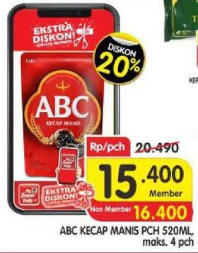 Promo Harga ABC Kecap Manis 520 ml - Superindo