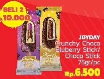 Promo Harga JOYDAY Ice Cream Stick Crunchy Chocolate Blueberry, Crunchy Chocolate Malt 75 gr - LotteMart