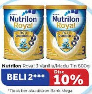 Promo Harga NUTRILON Royal 3 Susu Pertumbuhan Vanila, Madu 800 gr - Carrefour