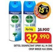 Promo Harga DETTOL Disinfectant Spray Crips Breeze 225 ml - Superindo