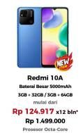 Promo Harga Xiaomi Redmi 10A 3 GB + 32 GB, 3 GB + 64 GB  - Erafone