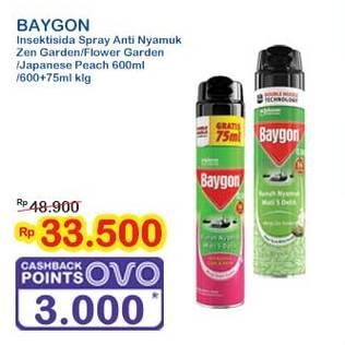 Promo Harga Baygon Insektisida Spray Zen Garden, Flower Garden, Japanese Peach 600 ml - Indomaret