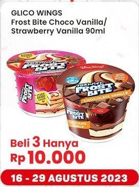 Promo Harga Glico Frostbite Chocolate Vanilla, Strawberry Vanilla 90 ml - Indomaret