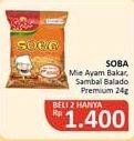 Promo Harga SOBA Snack Mie Sedap Ayam Bakar, Sambal Balado Premium per 2 pcs 24 gr - Alfamidi
