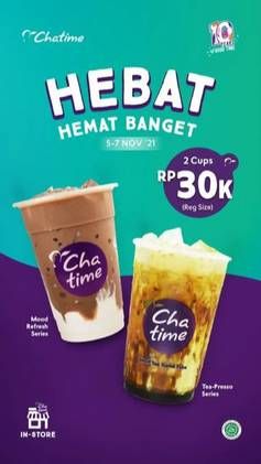 Promo Harga CHATIME Minuman Mood Refresh Series, Tea-Presso Series  - Chatime