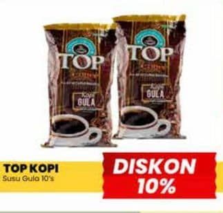 Promo Harga Top Coffee Kopi Susu, Gula per 10 sachet 25 gr - Yogya