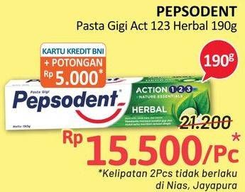Promo Harga PEPSODENT Pasta Gigi Action 123 Herbal 190 gr - Alfamidi