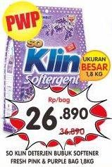 Promo Harga SO KLIN Softergent Purple Lavender, Rossy Pink 1800 gr - Superindo