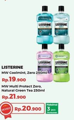 Promo Harga Listerine Mouthwash Antiseptic Zero, Natural Green Tea 100 ml - Yogya