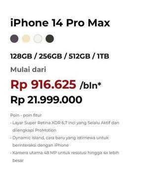 Promo Harga Apple iPhone 14 Pro Max 128 GB, 256 GB, 512 GB, 1 TB 1 pcs - Erafone