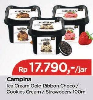 Promo Harga CAMPINA Gold Ribbon Chocolate, Cookies Cream, Strawberry 100 ml - TIP TOP