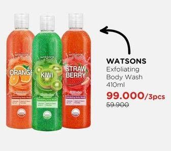 Promo Harga WATSONS Exfoliating Body Wash per 3 botol 410 ml - Watsons