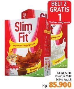 Promo Harga SLIM & FIT Powder Milk per 6 sachet 54 gr - LotteMart