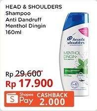 Promo Harga HEAD & SHOULDERS Shampoo Cool Menthol 160 ml - Indomaret