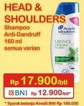 Promo Harga HEAD & SHOULDERS Shampoo All Variants 160 ml - Indomaret