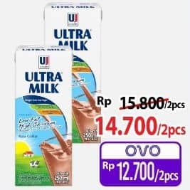 Promo Harga Ultra Milk Susu UHT Low Fat Coklat 250 ml - Alfamart