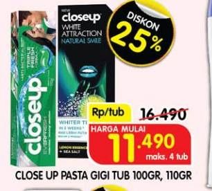 Promo Harga Close Up Pasta Gigi 100 gr - Superindo