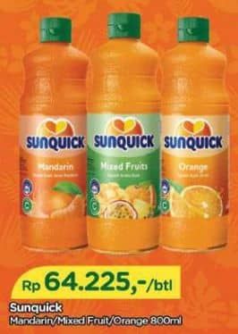 Promo Harga Sunquick Minuman Sari Buah Mandarin, Mixed Fruits, Orange 840 ml - TIP TOP