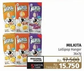 Promo Harga MILKITA Milk Lollipop Hanger per 36 pcs 7 gr - Lotte Grosir