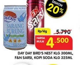 Promo Harga DAY DAY Bird's Nest 300ml/F&N Sarsi/Kopi Soda 325ml  - Superindo
