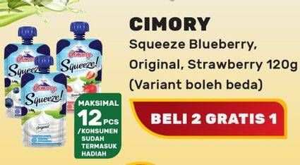 Promo Harga CIMORY Squeeze Yogurt Original, Strawberry, Blueberry  - Yogya