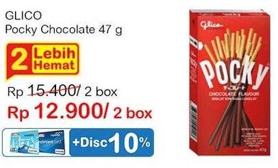 Promo Harga GLICO POCKY Stick Chocolate Flavour per 2 box 47 gr - Indomaret