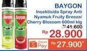 Promo Harga BAYGON Insektisida Spray Fruity Breeze, Cherry Blossom 600 ml - Indomaret